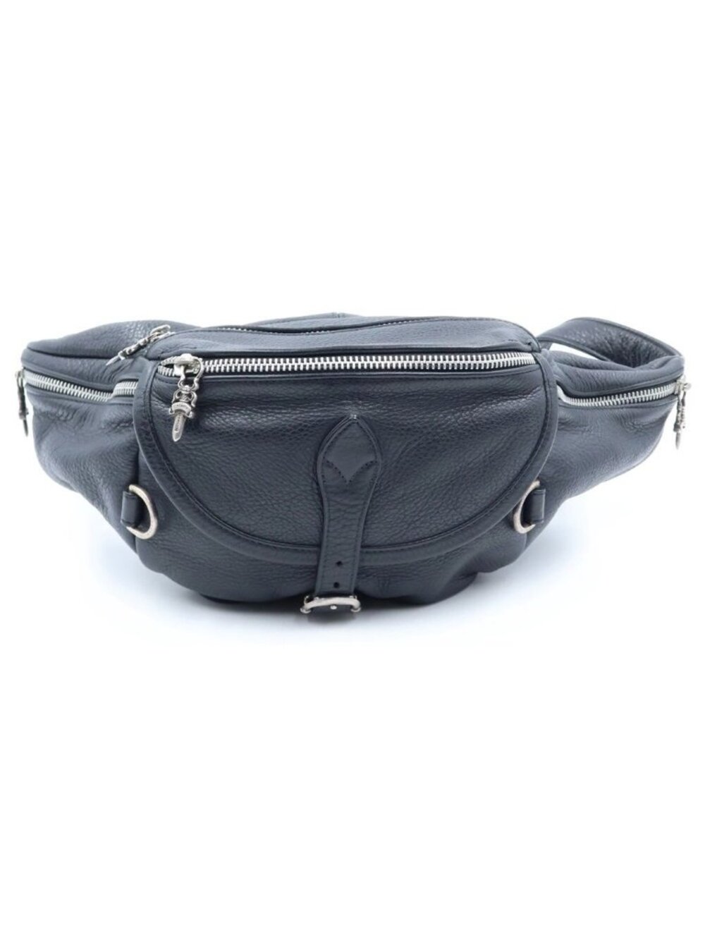 Chrome Hearts 1 Snat Pack Dagger Zip Gunslinger Belt Leather Waist Bag Black